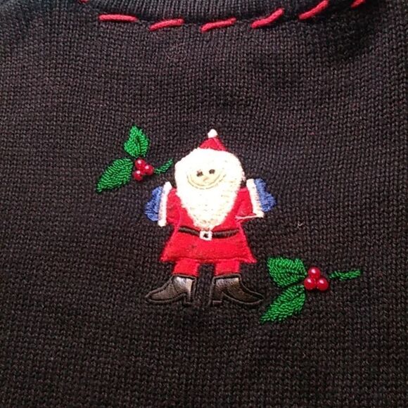 Vintage Basic Editions Holiday Women's Large Black Long Sleeve Cottagecore - Picture 8 of 9